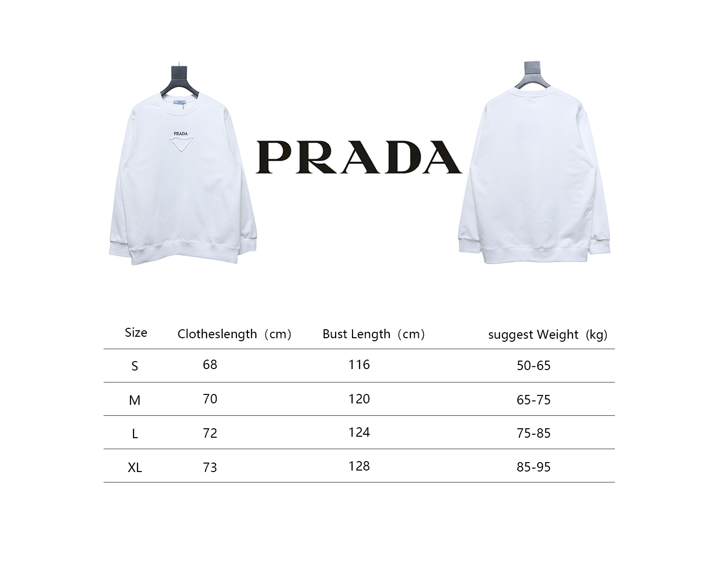 Prada 24Fw Small Letters on Chest Round Neck Hoodie White