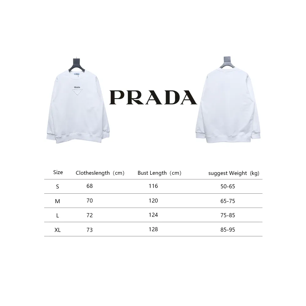 Prada 24Fw Small Letters on Chest Round Neck Hoodie White
