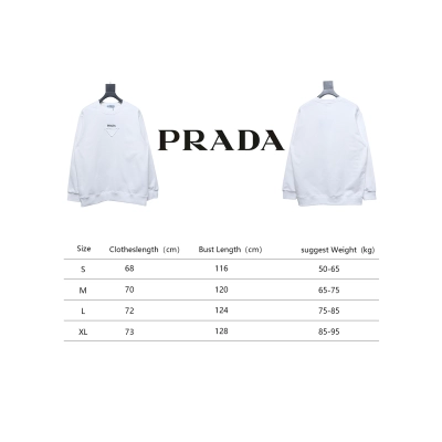 Prada 24Fw Small Letters on Chest Round Neck Hoodie White 02