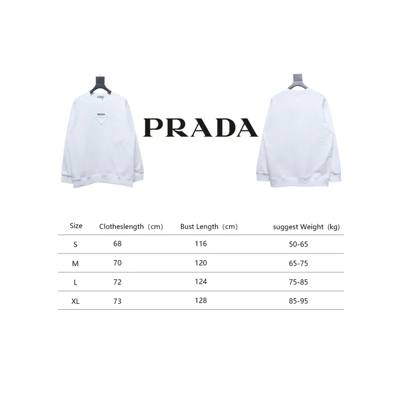 Prada 24Fw Small Letters on Chest Round Neck Hoodie White
