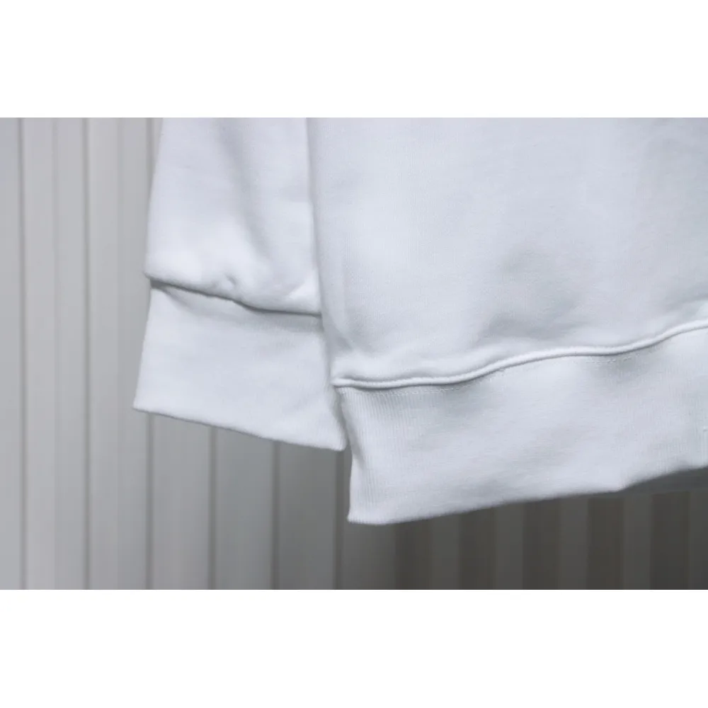 Prada 24Fw Small Letters on Chest Round Neck Hoodie White