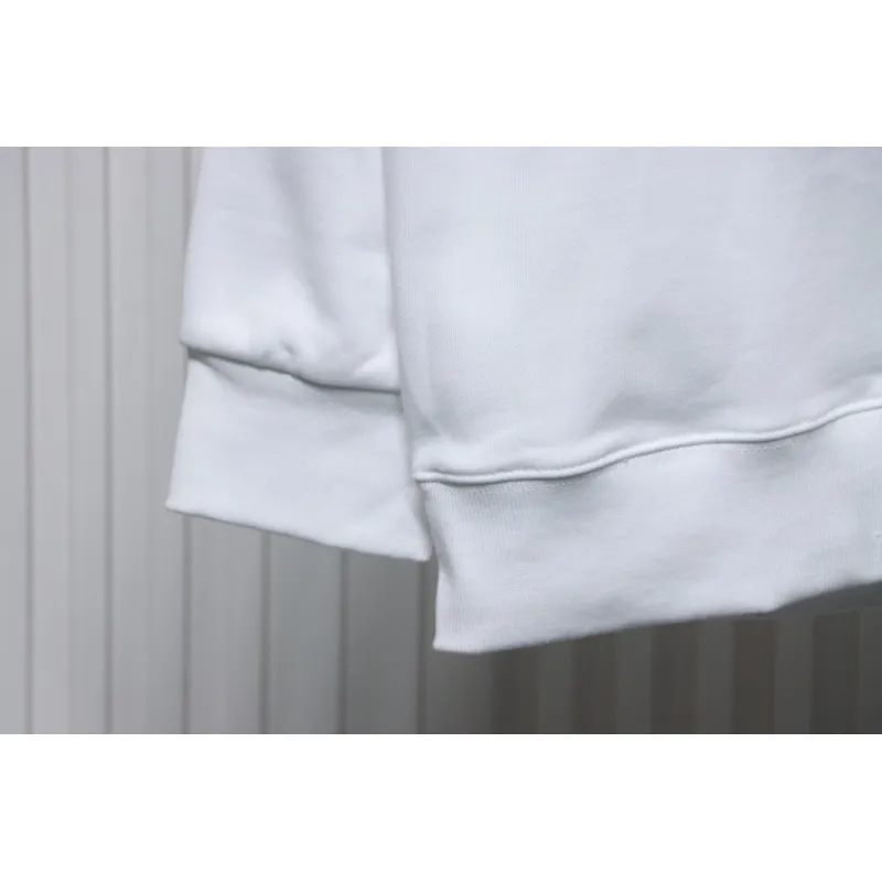 Prada 24Fw Small Letters on Chest Round Neck Hoodie White