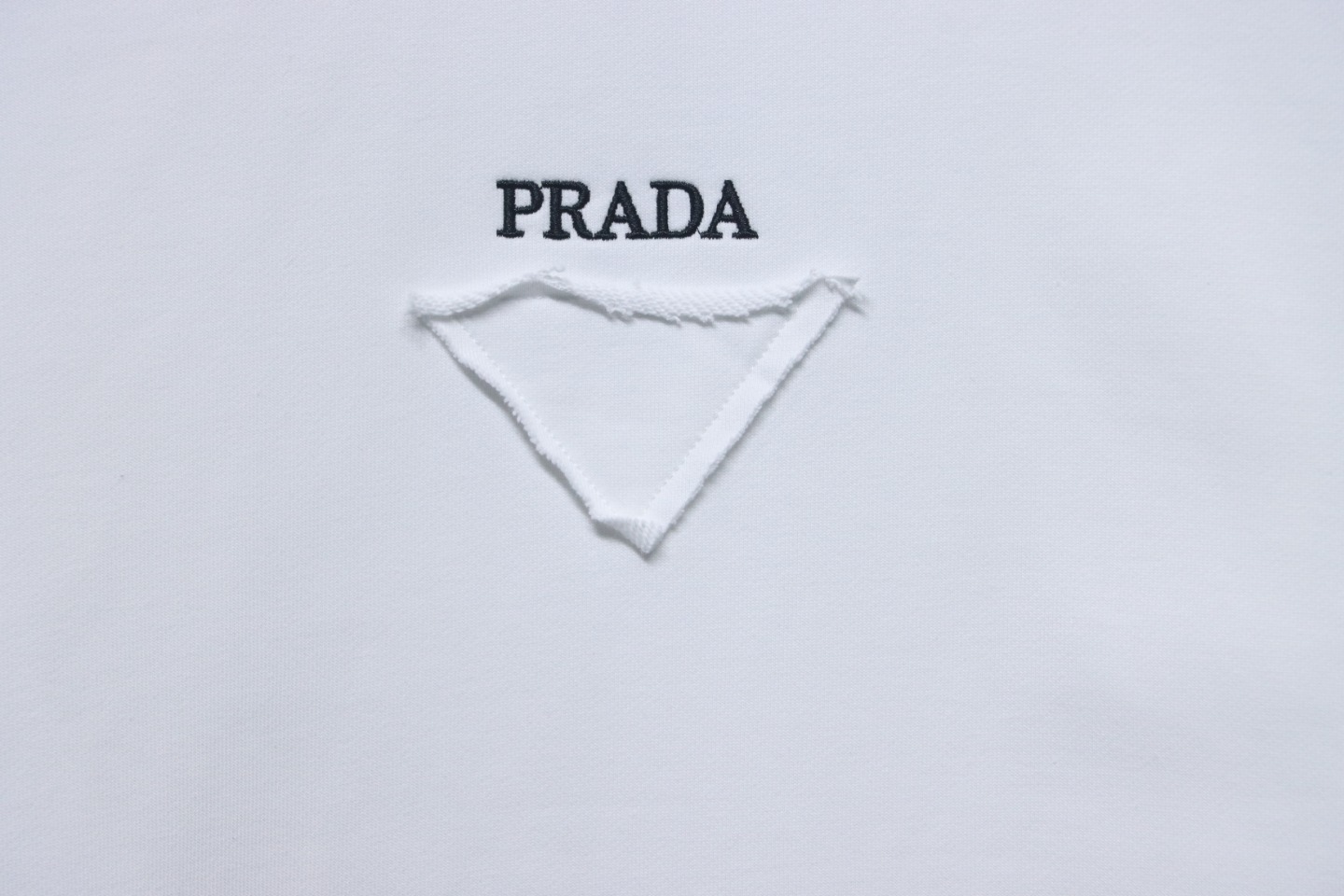 Prada 24Fw Small Letters on Chest Round Neck Hoodie White