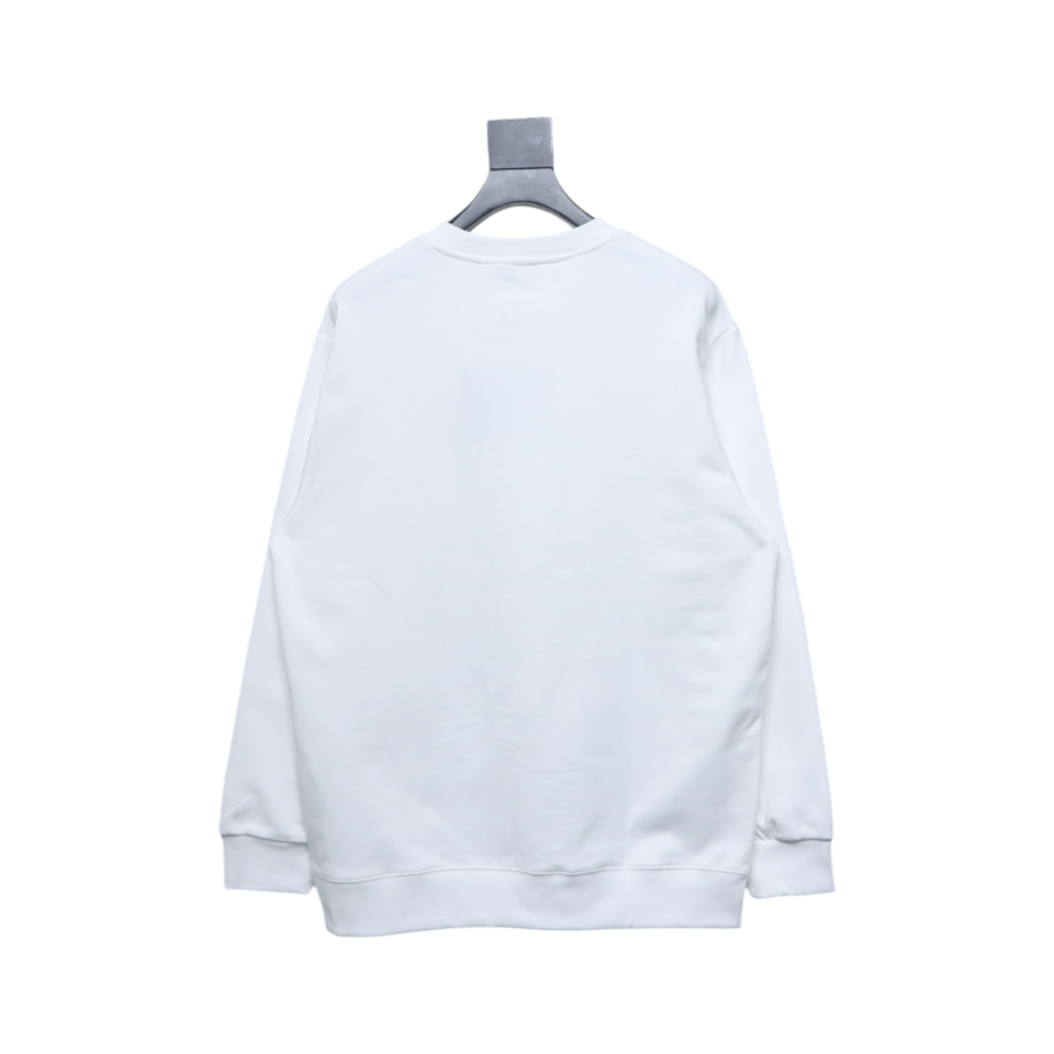 Prada 24Fw Small Letters on Chest Round Neck Hoodie White