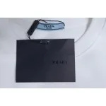 Prada 24Fw Small Letters on Chest Round Neck Hoodie White