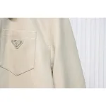 Prada 24Fw Triangle Logo Leather Jacket Beige