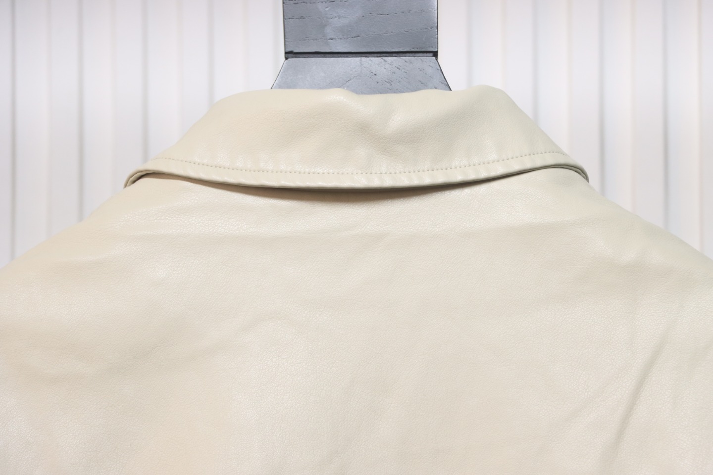 Prada 24Fw Triangle Logo Leather Jacket Beige