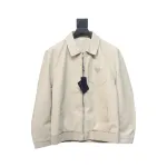 Prada 24Fw Triangle Logo Leather Jacket Beige