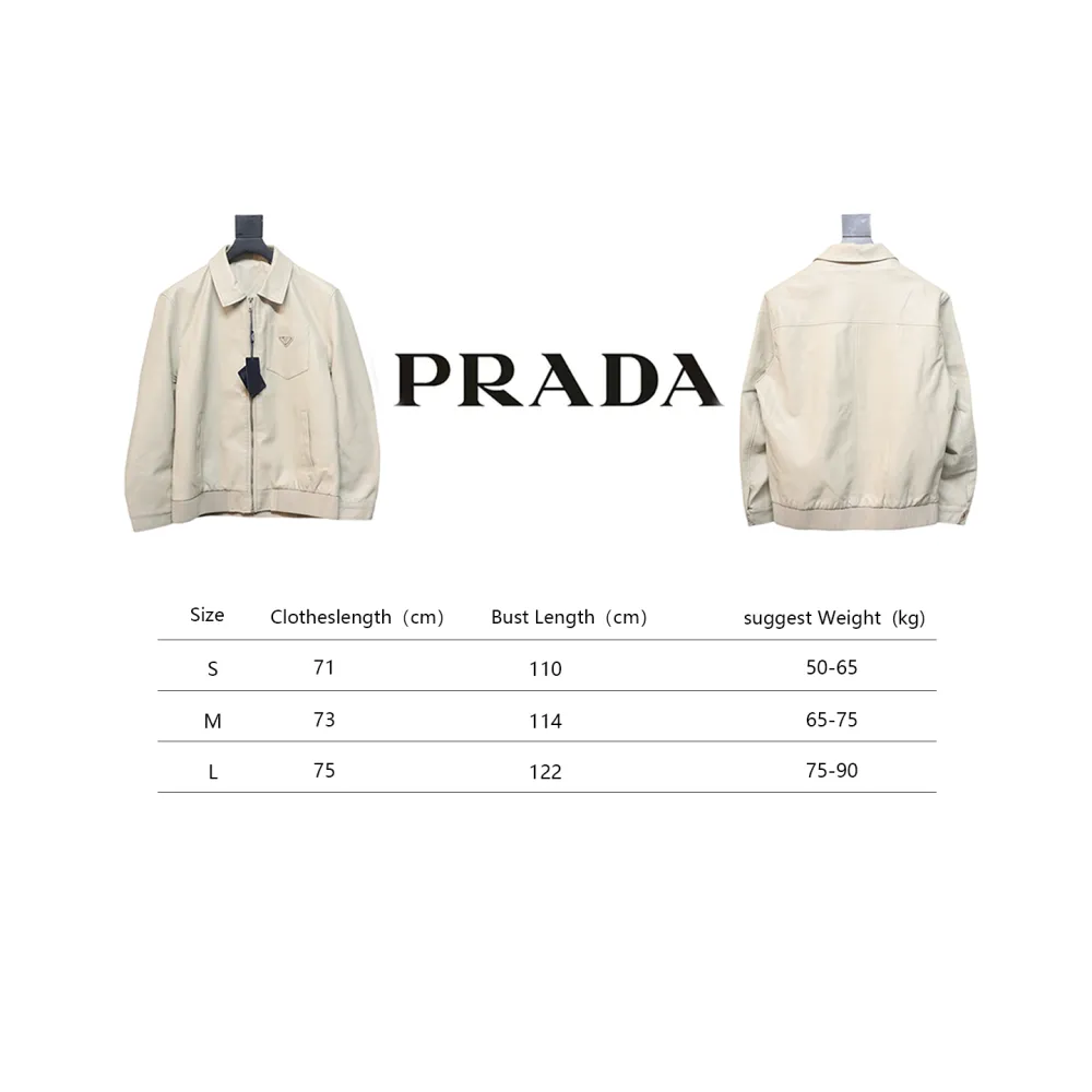 Prada 24Fw Triangle Logo Leather Jacket Beige