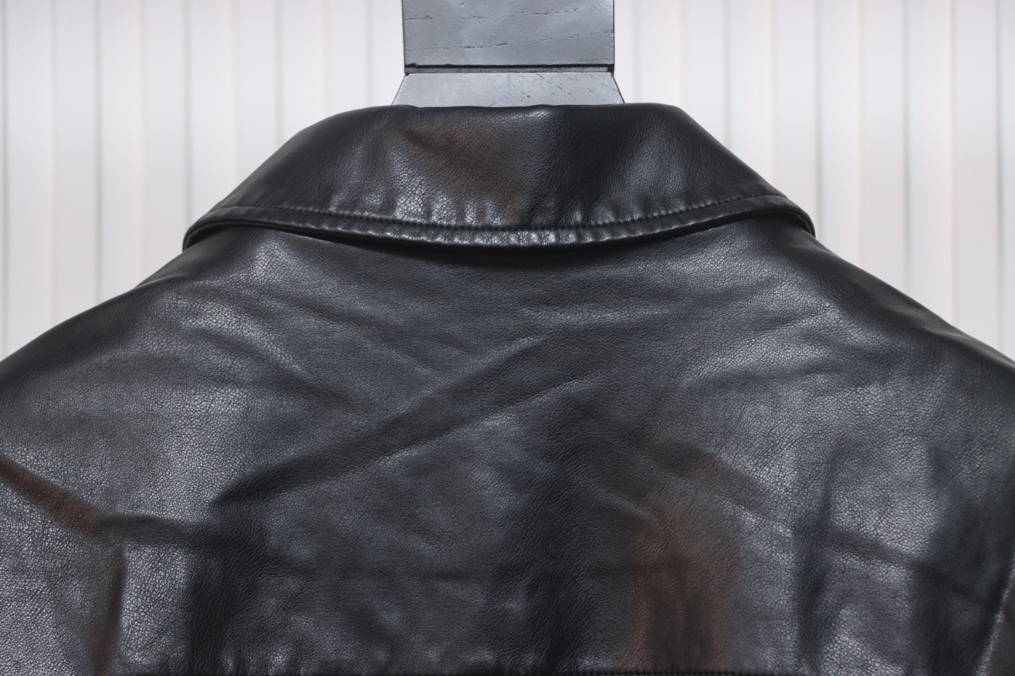 Prada 24Fw Triangle Logo Leather Jacket Black