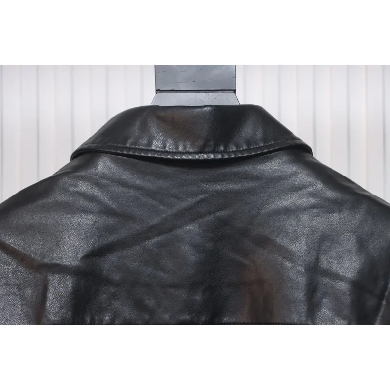 Prada 24Fw Triangle Logo Leather Jacket Black
