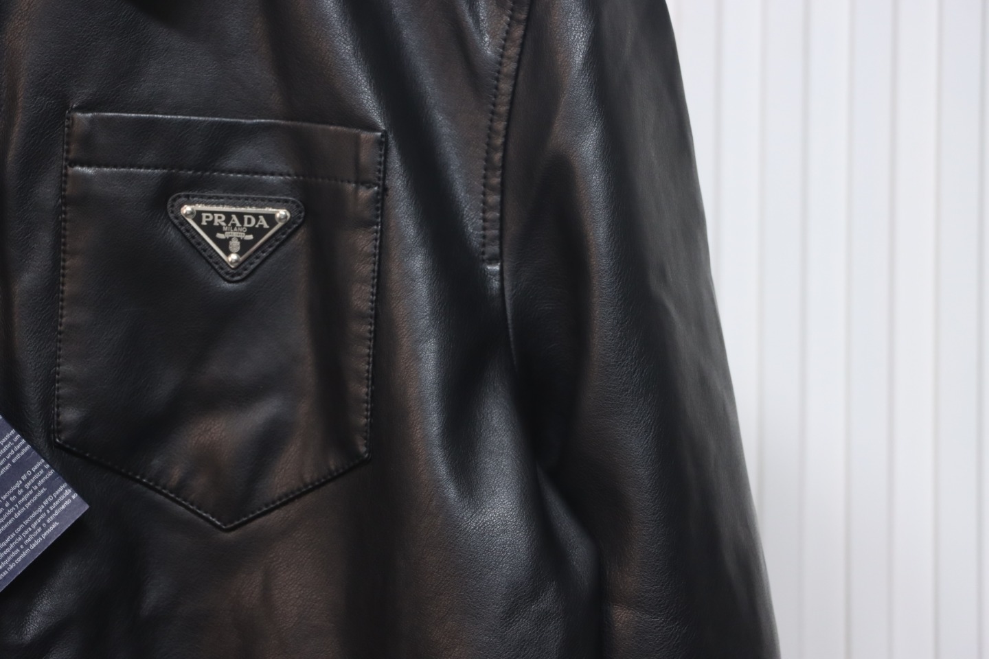 Prada 24Fw Triangle Logo Leather Jacket Black