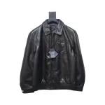 Prada 24Fw Triangle Logo Leather Jacket Black