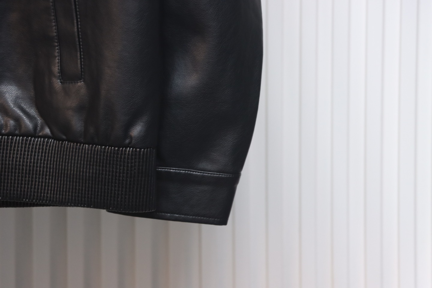 Prada 24Fw Triangle Logo Leather Jacket Black