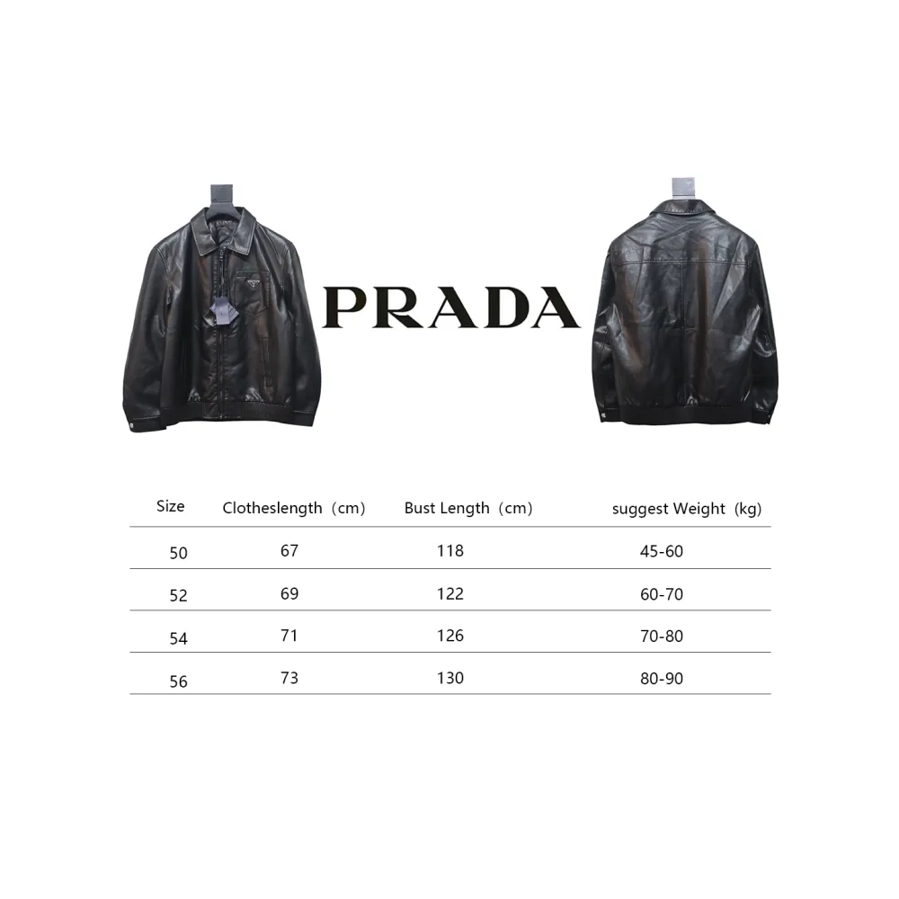 Prada 24Fw Triangle Logo Leather Jacket Black