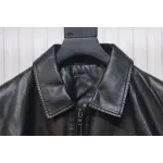 Prada 24Fw Triangle Logo Leather Jacket Black