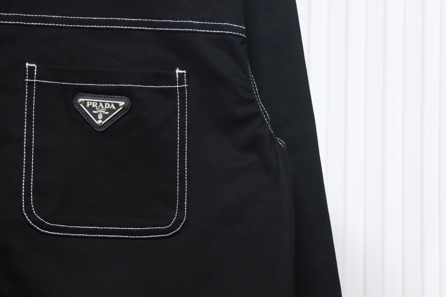 Prada 24FW Triangle Logo White Line Denim Jacket