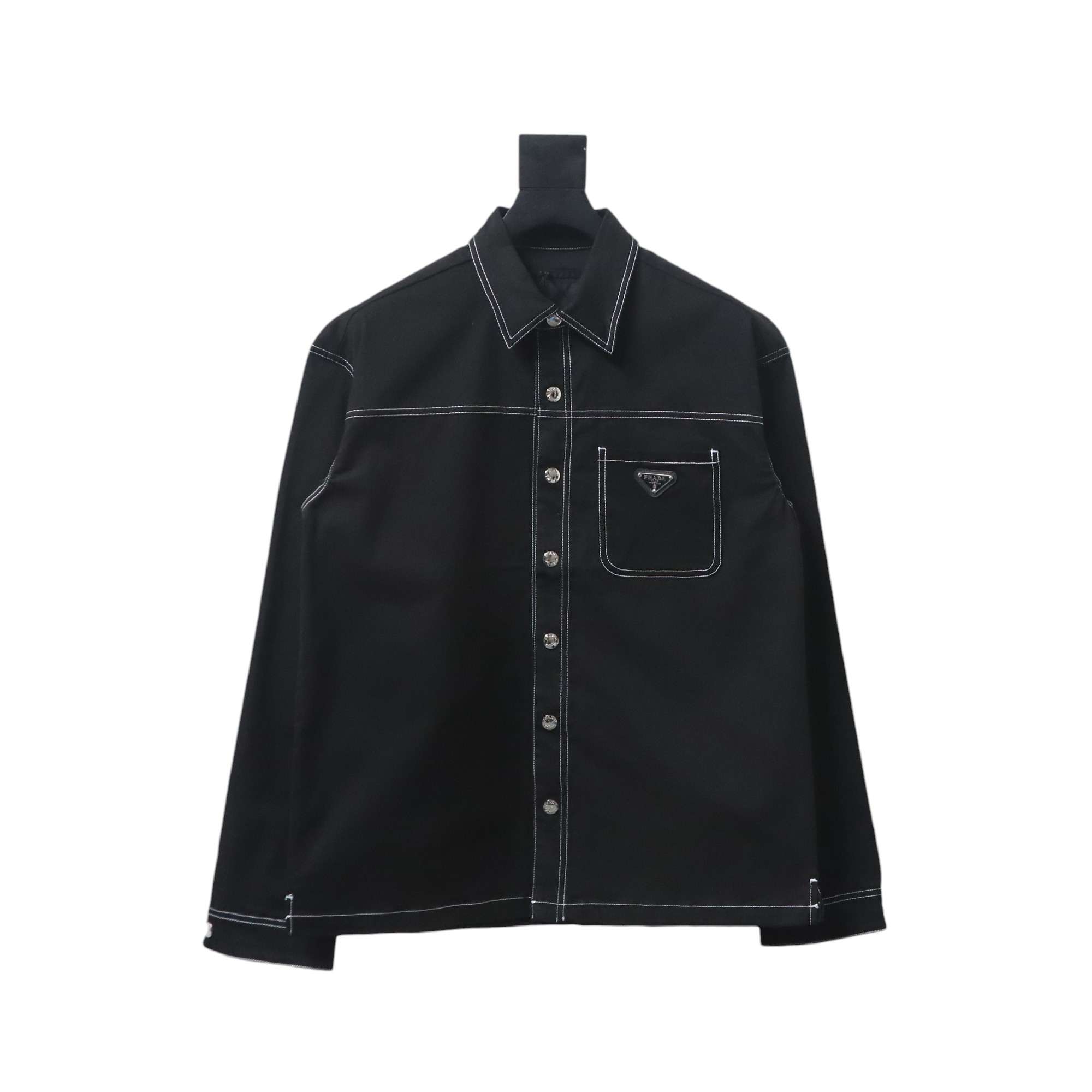 Prada 24FW Triangle Logo White Line Denim Jacket