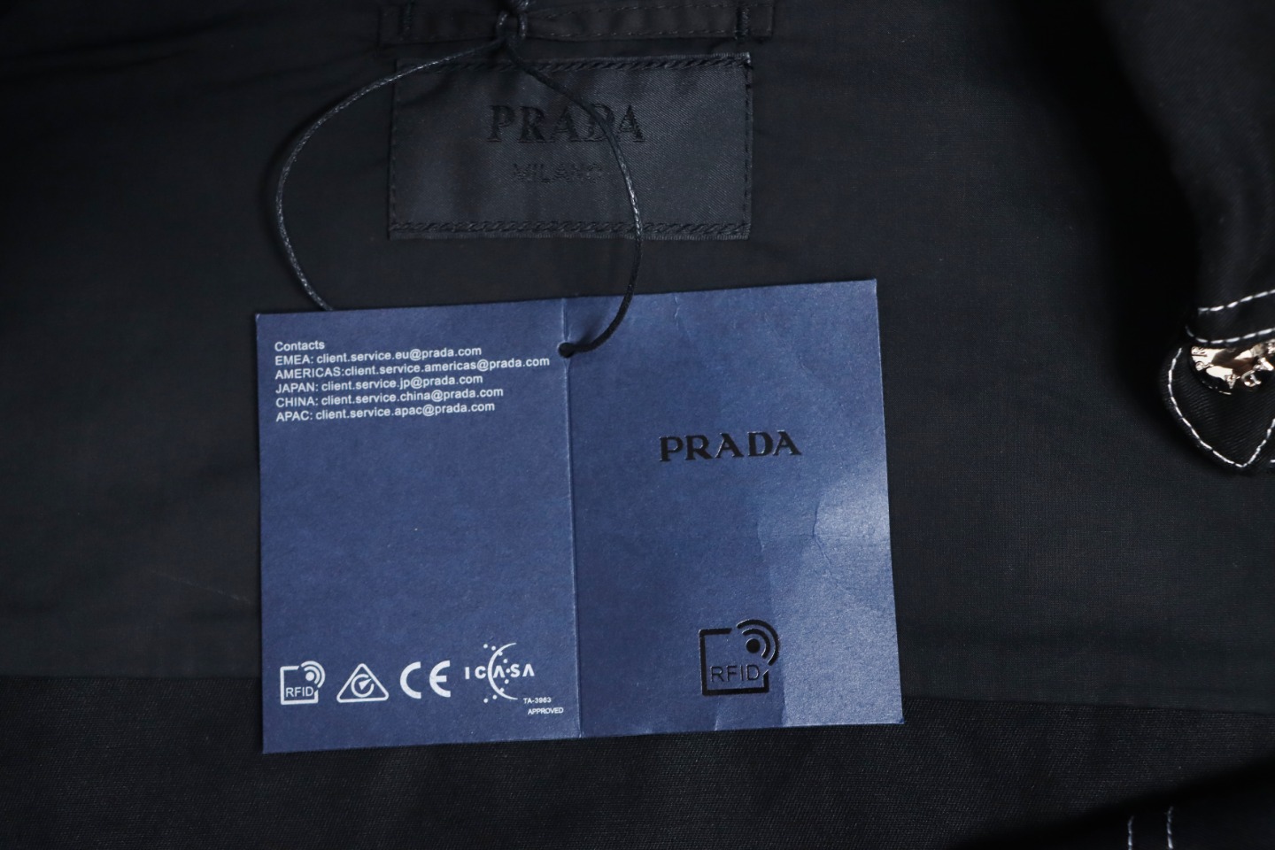 Prada 24FW Triangle Logo White Line Denim Jacket