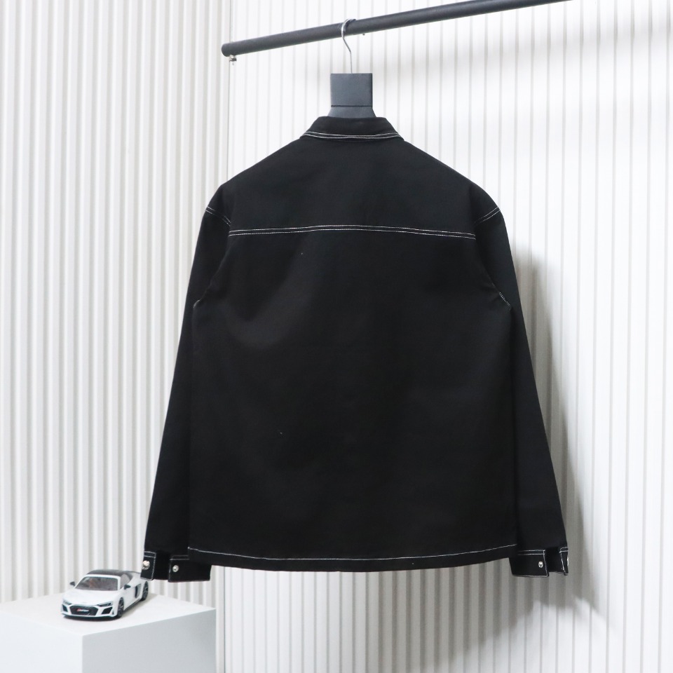 Prada 24FW Triangle Logo White Line Denim Jacket