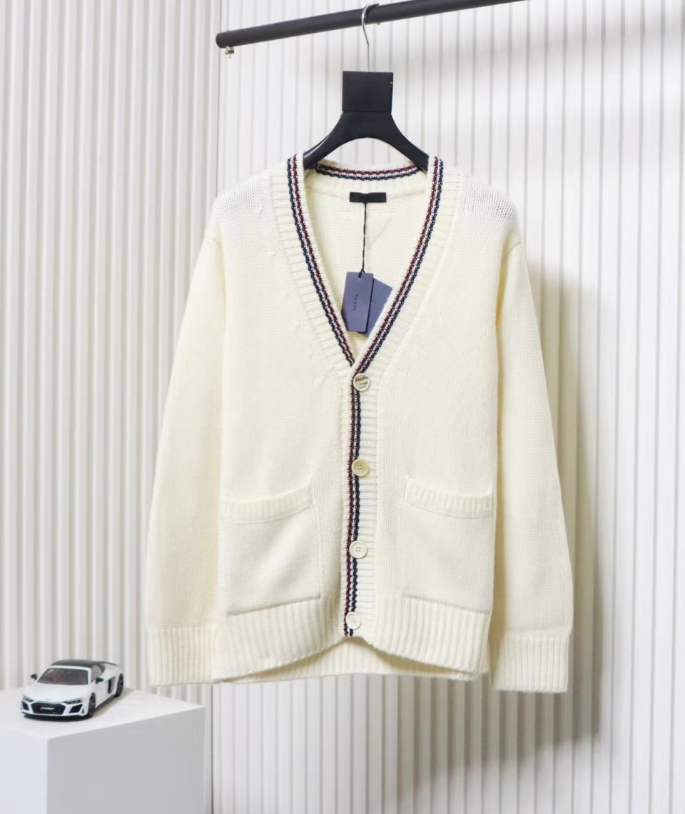 Prada 24FW Wool Striped Knit Cardigan