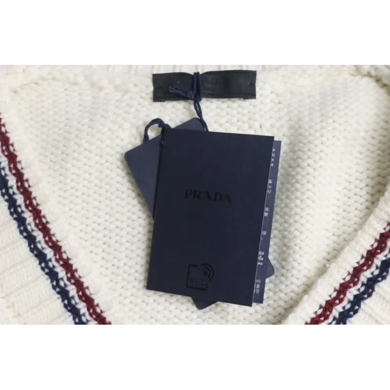 Prada 24FW Wool Striped Knit Cardigan