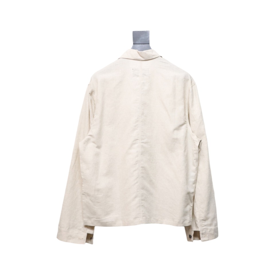 Prada 24SS Chambray Pocket Long Sleeve Shirt Jacket Beige