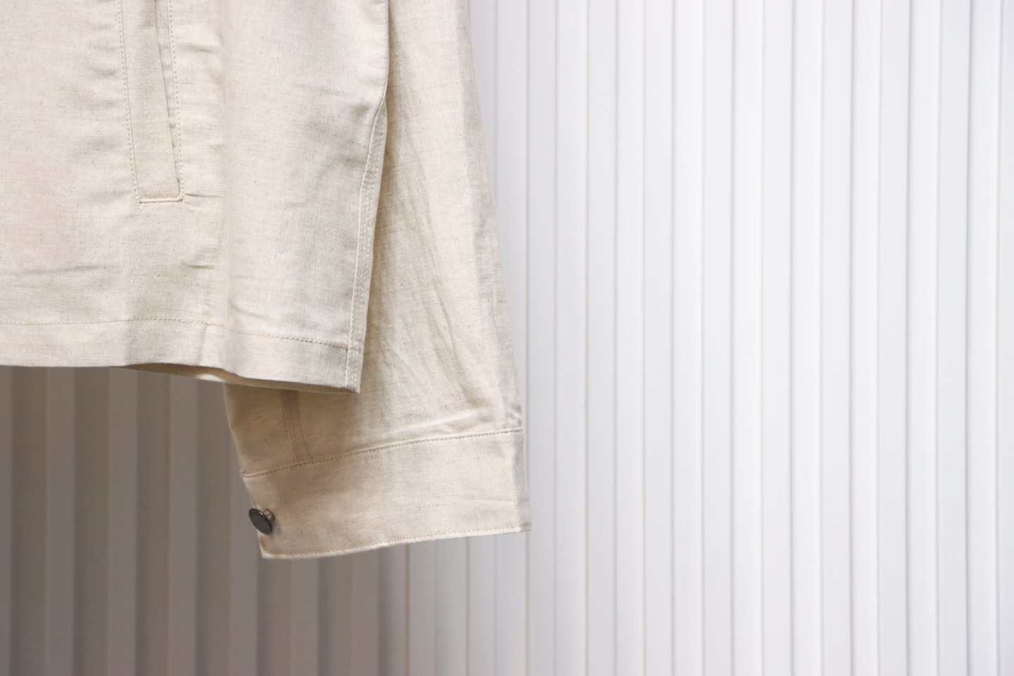 Prada 24SS Chambray Pocket Long Sleeve Shirt Jacket Beige