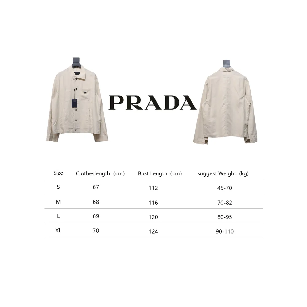 Prada 24SS Chambray Pocket Long Sleeve Shirt Jacket Beige