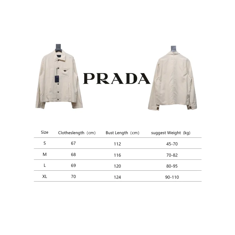 Prada 24SS Chambray Pocket Long Sleeve Shirt Jacket Beige