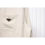 Prada 24SS Chambray Pocket Long Sleeve Shirt Jacket Beige