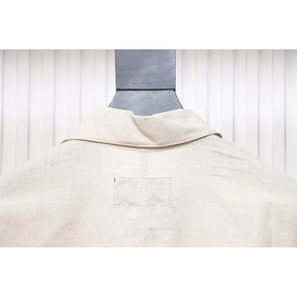 Prada 24SS Chambray Pocket Long Sleeve Shirt Jacket Beige
