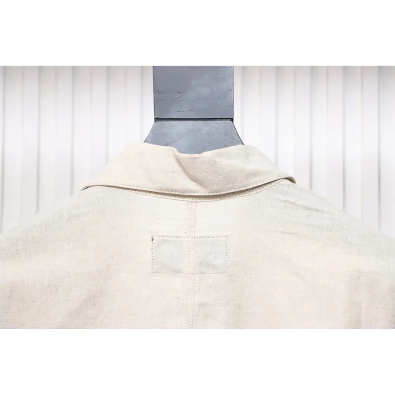 Prada 24SS Chambray Pocket Long Sleeve Shirt Jacket Beige