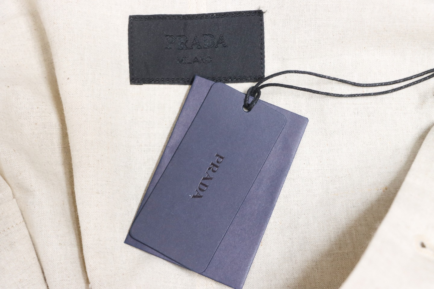 Prada 24SS Chambray Pocket Long Sleeve Shirt Jacket Beige