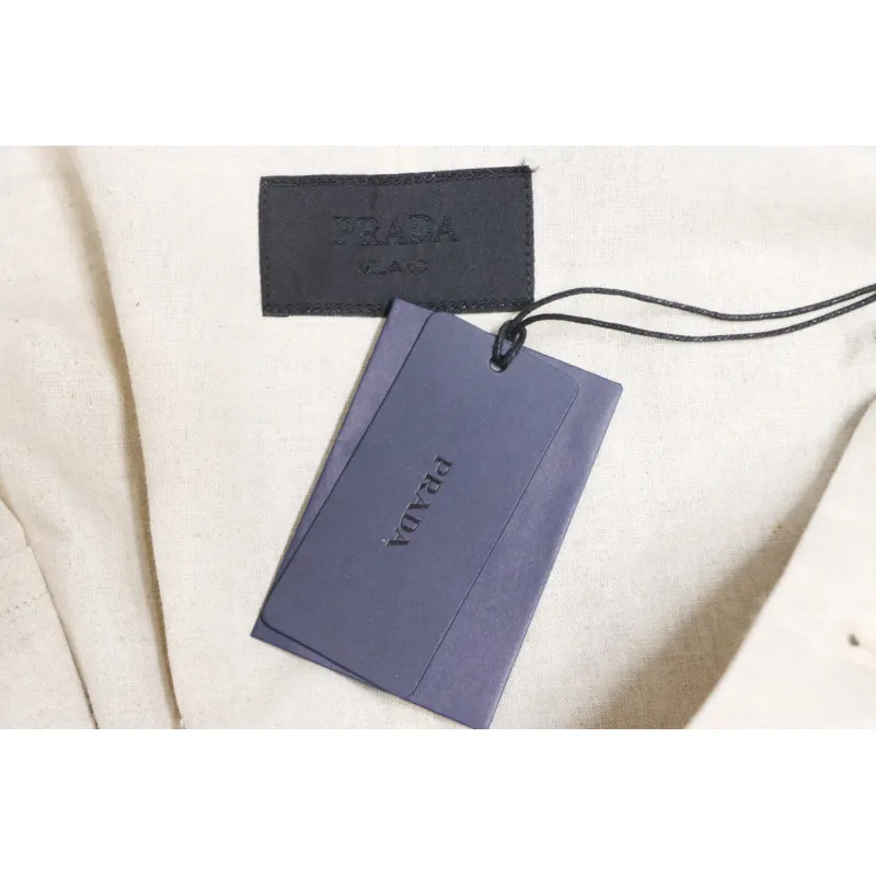 Prada 24SS Chambray Pocket Long Sleeve Shirt Jacket Beige