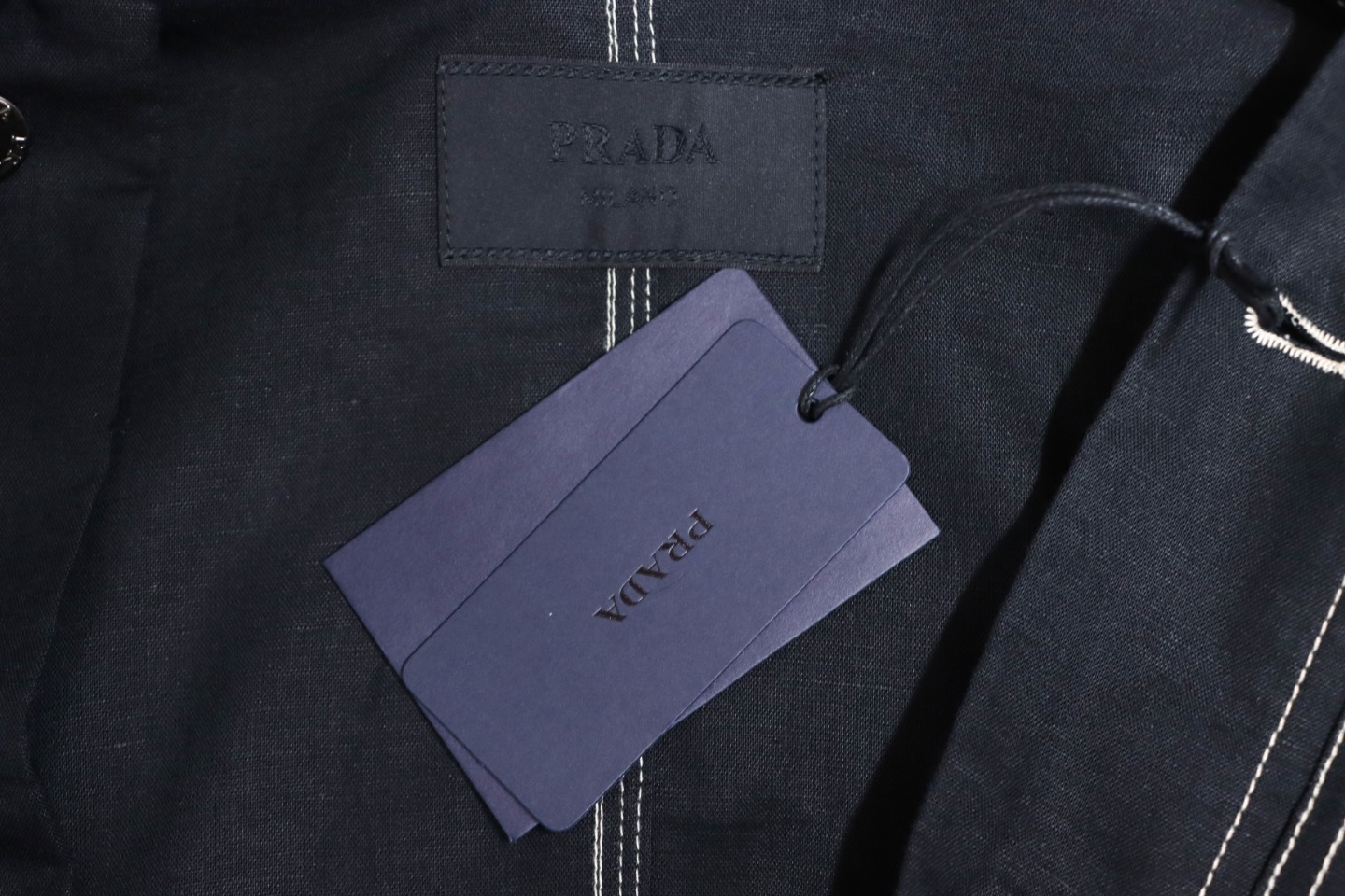 Prada 24SS Chambray Pocket Long Sleeve Shirt Jacket Black