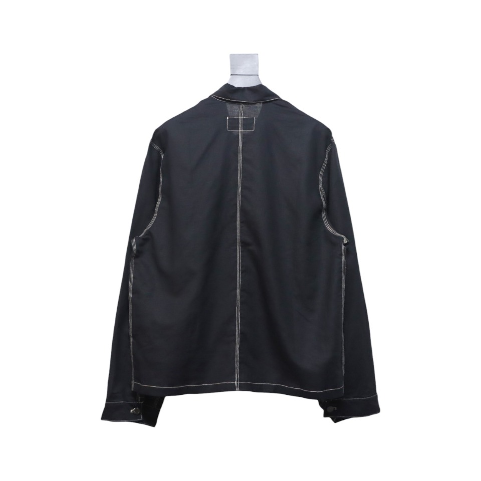 Prada 24SS Chambray Pocket Long Sleeve Shirt Jacket Black