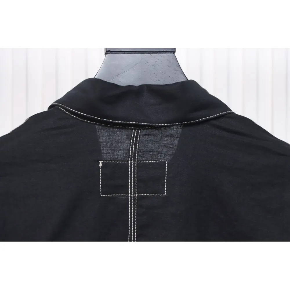 Prada 24SS Chambray Pocket Long Sleeve Shirt Jacket Black