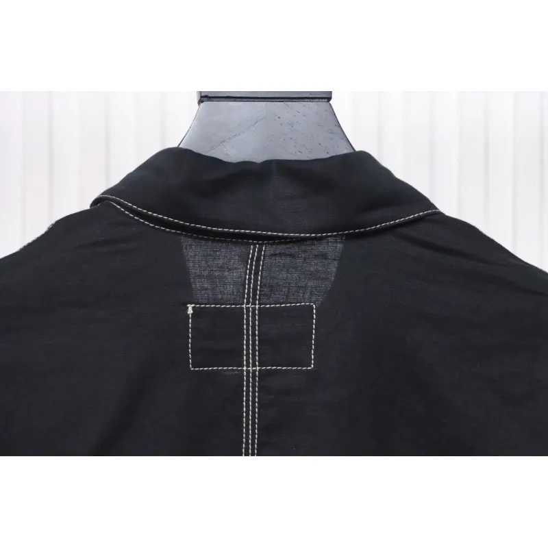 Prada 24SS Chambray Pocket Long Sleeve Shirt Jacket Black