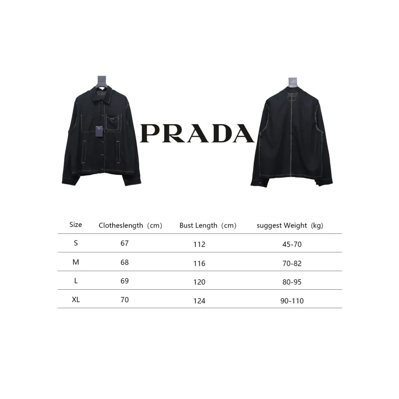 Prada 24SS Chambray Pocket Long Sleeve Shirt Jacket Black