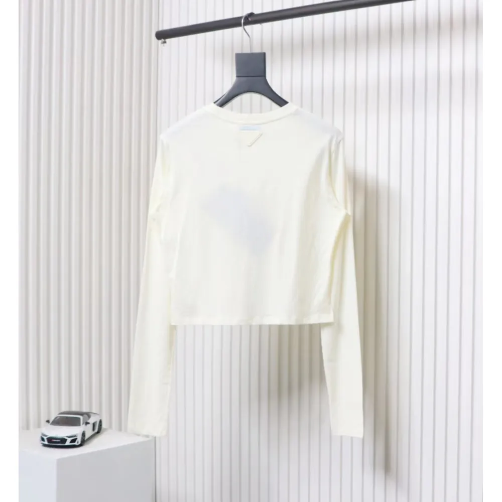 Prada 24ss Classic Logo Print Long Sleeve T-shirt 