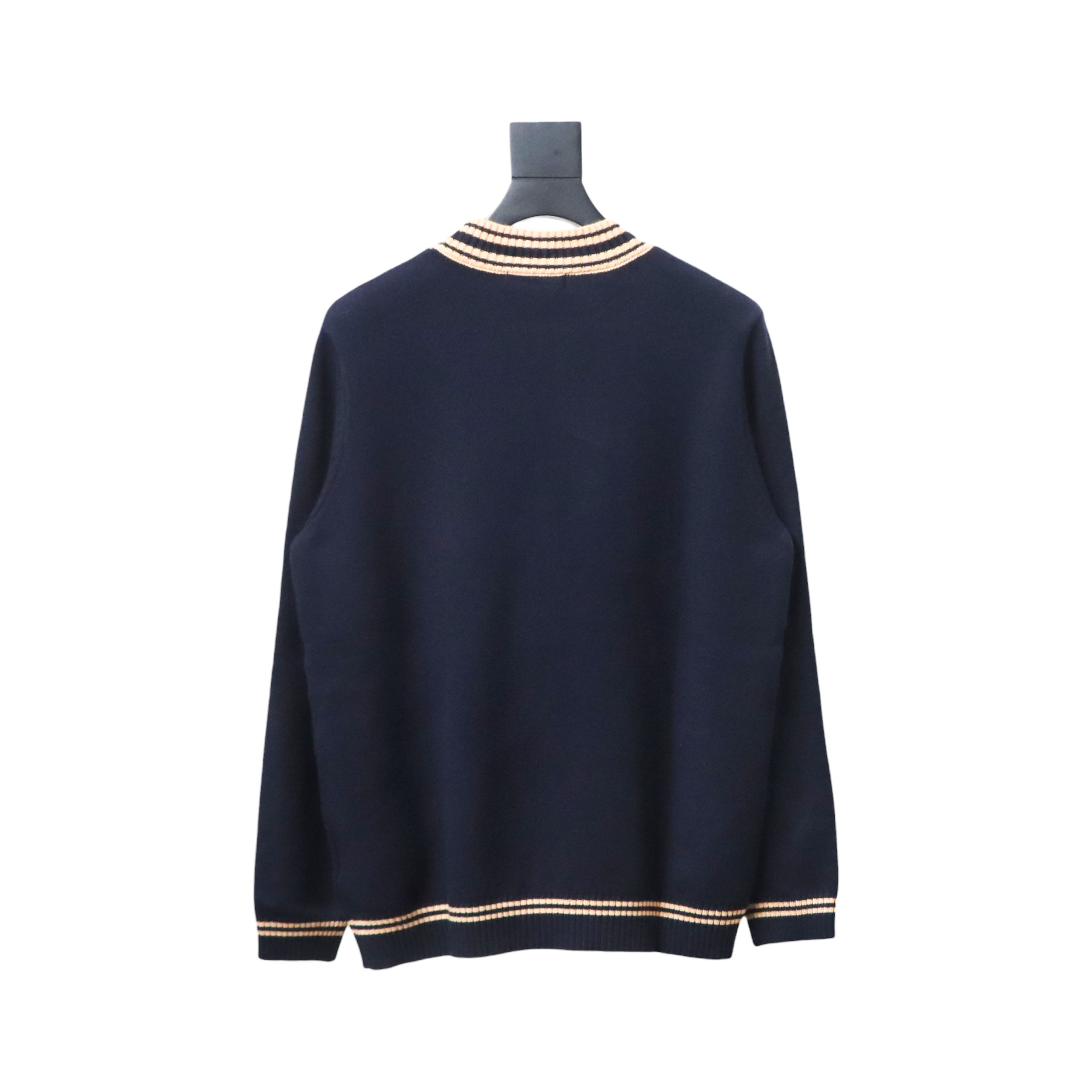 Prada 24ss Contrast Color Knitted Crew Neck Sweater