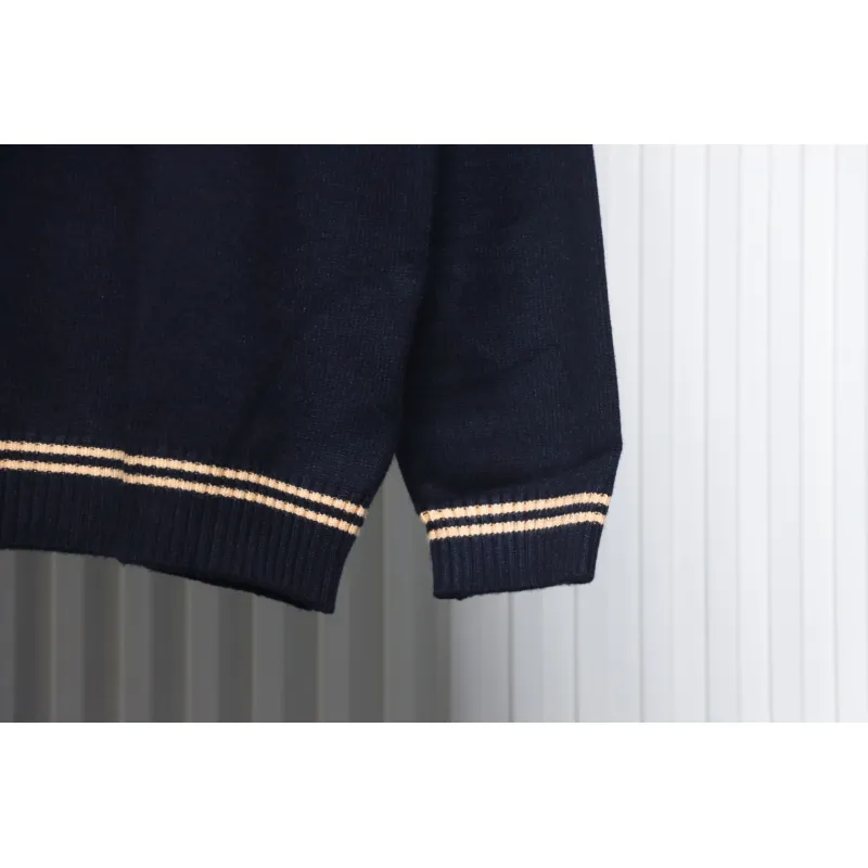 Prada 24ss Contrast Color Knitted Crew Neck Sweater