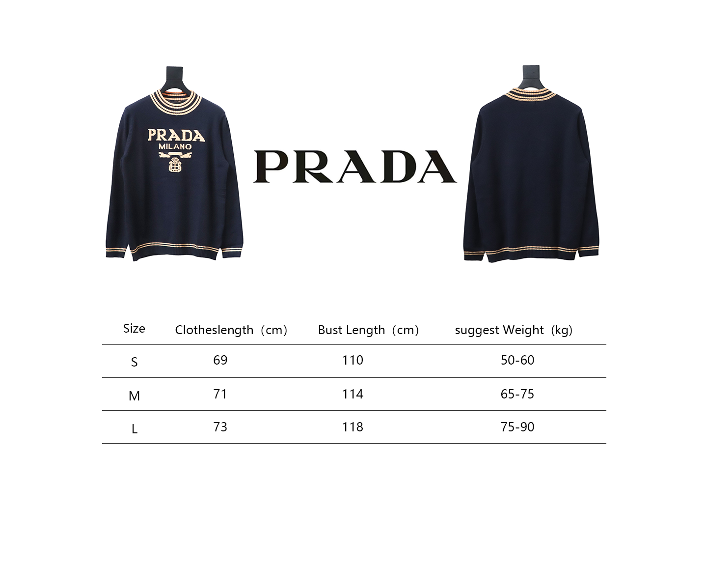 Prada 24ss Contrast Color Knitted Crew Neck Sweater