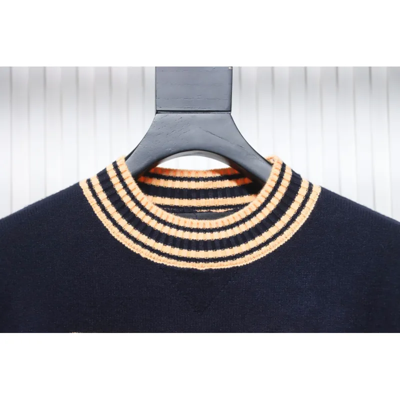 Prada 24ss Contrast Color Knitted Crew Neck Sweater