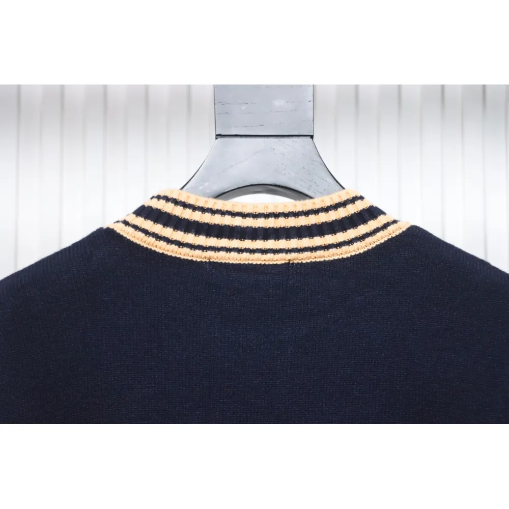 Prada 24ss Contrast Color Knitted Crew Neck Sweater