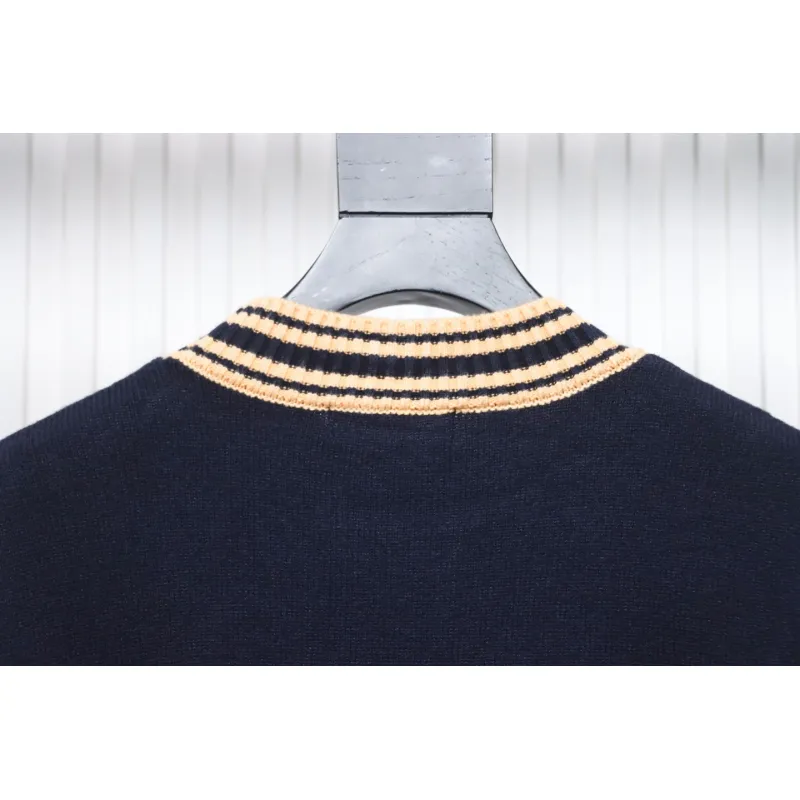 Prada 24ss Contrast Color Knitted Crew Neck Sweater