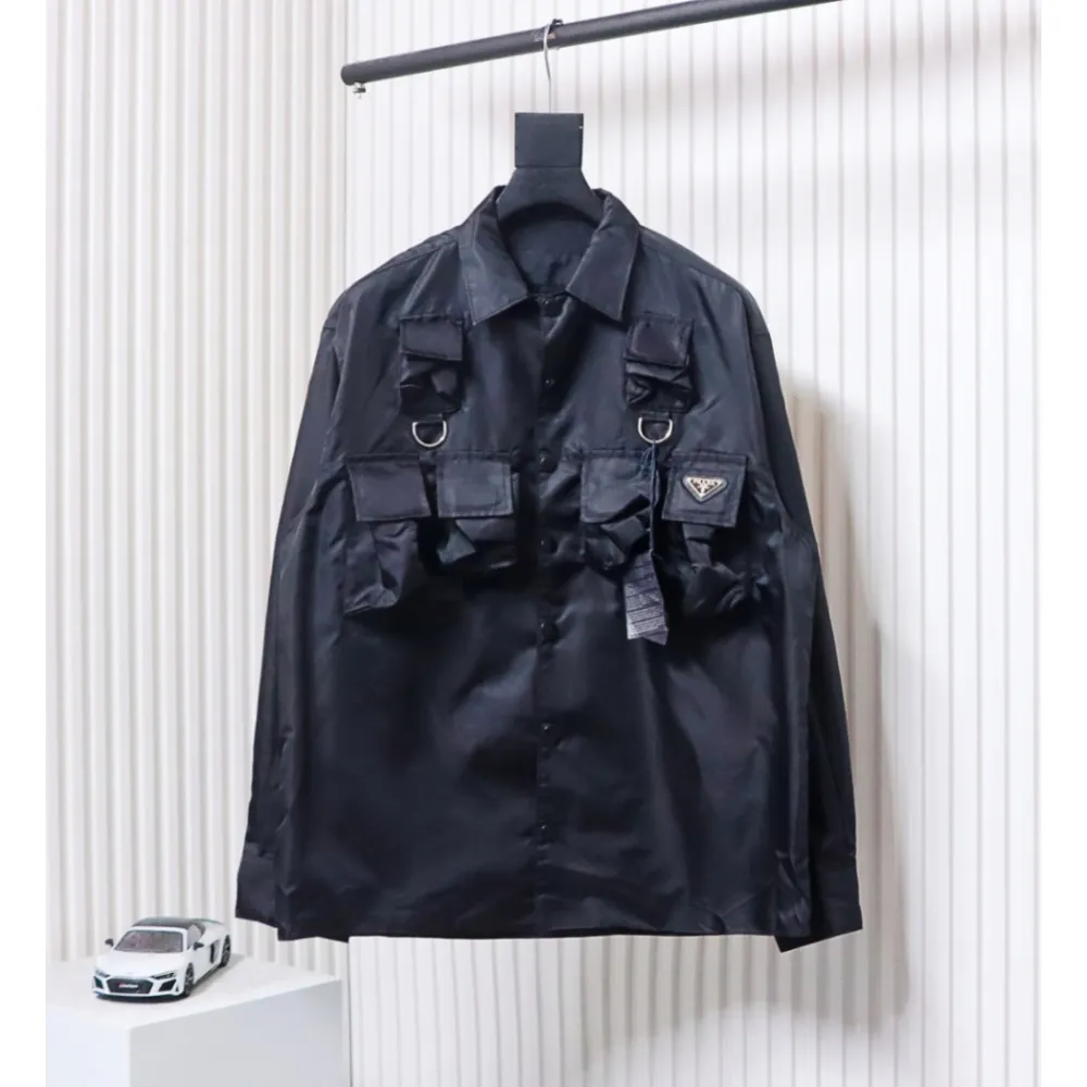 Prada 24SS Multi-Pocket Nylon Work Jacket Black