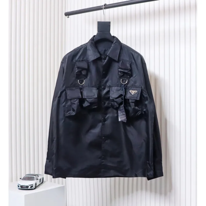 Prada 24SS Multi-Pocket Nylon Work Jacket Black