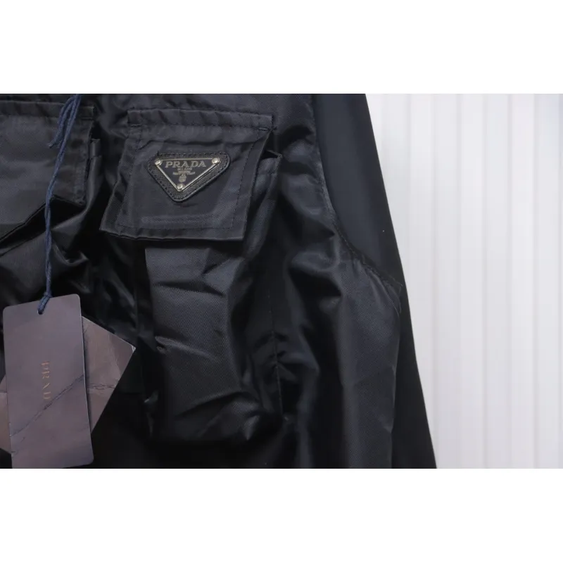 Prada 24SS Multi-Pocket Nylon Work Jacket Black
